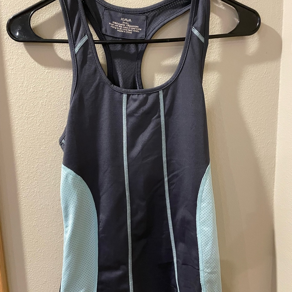 Black and Light Blue Athletic Tank Top